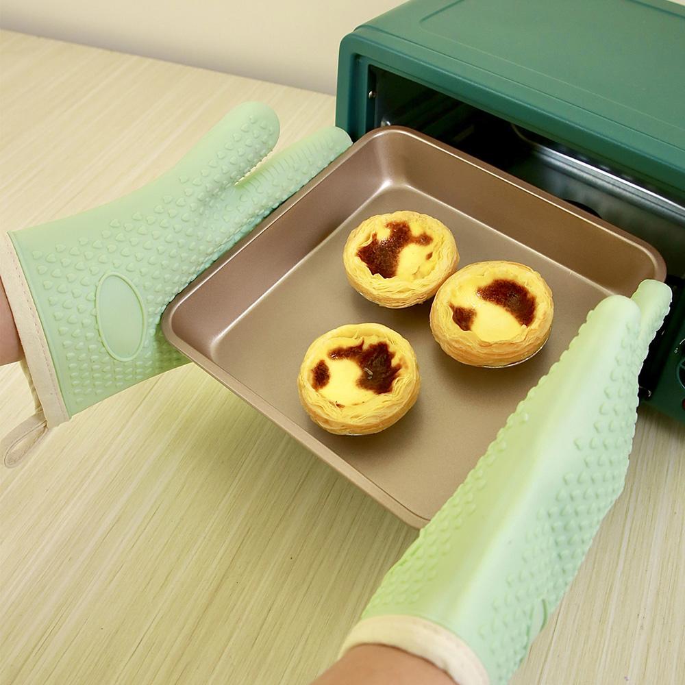 Silicone Heat Resistant Gloves Household Long Cotton Microwave Mittens Oven Kitchen Baking Glove Cooking Barbecue Gants