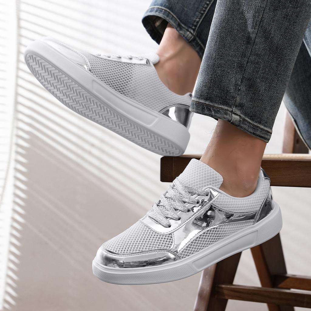 TUINANLE Women Sneakers Rhinestone Ladies Shoes Mesh Vulcanized Shoes Thick-soled Casual Bling Glitters Shoes