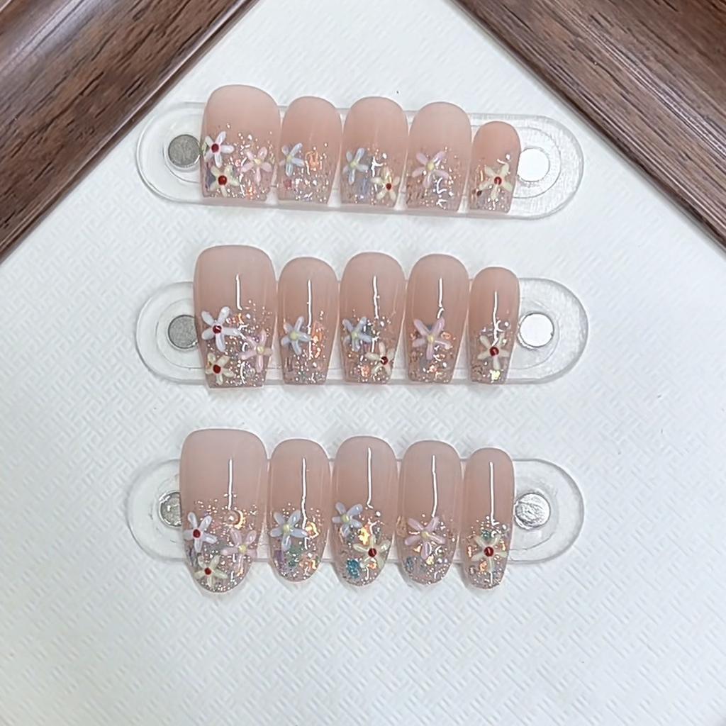 Hand-woven Armor New Style Flower Fairy Color Sequins Hand-painted Three-dimensional Flower Nail Art Sticker