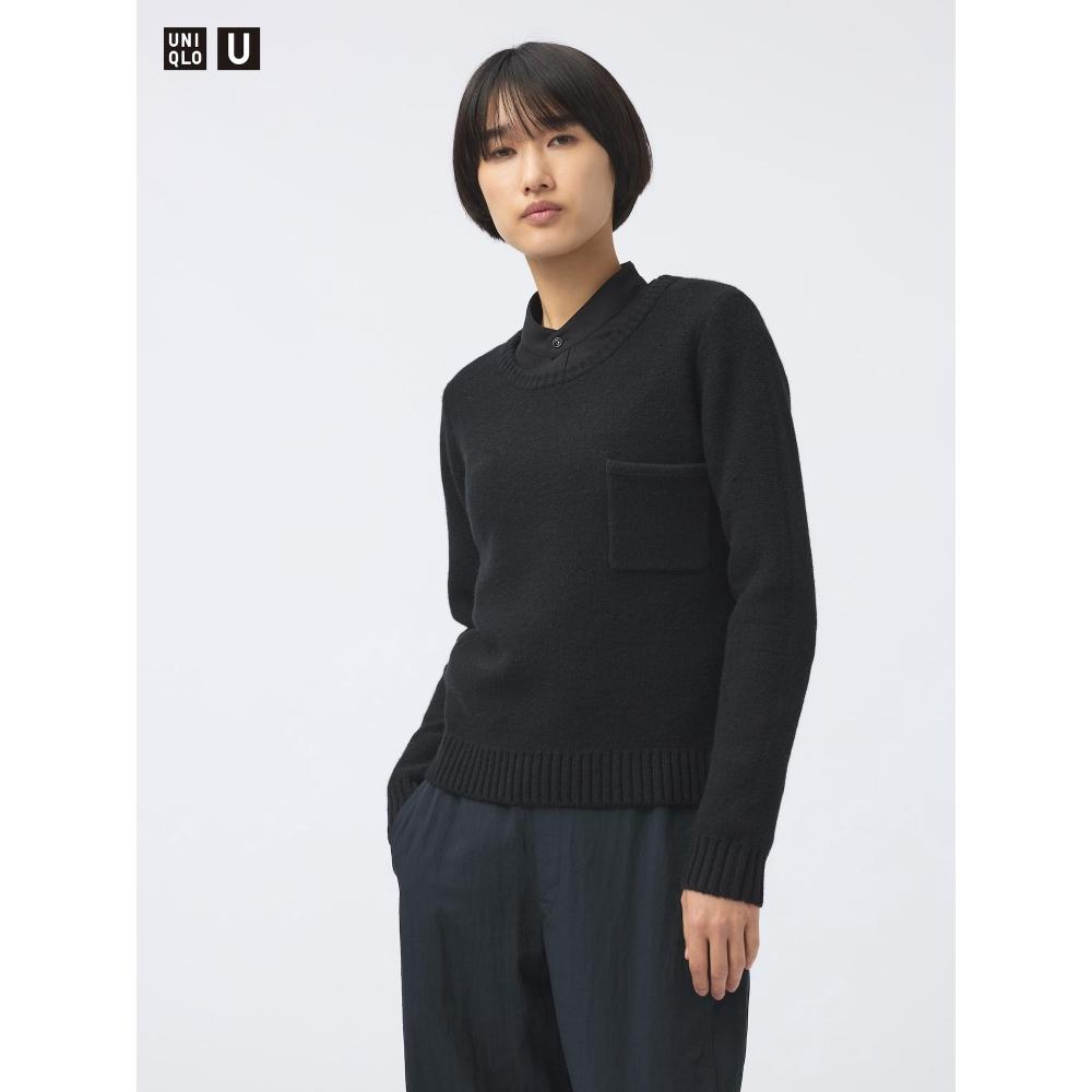 

Свитер Uniqlo Lambswool с круглым вырезом и карманом 09 BLACK/WOMEN XS
