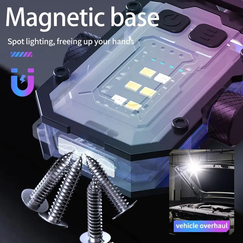 Mini LED Keychain Light Portable Magnetic EDC Flashlight Outdoor Camping Fishing Emergency Work Hat Clip Lamp With Fingertip Gyro