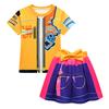 Kinder Mädchen Anime Cartoon POP Sängerin Superstar Print T-Shirt Rock Tasche Set Outfit Rollenspiel Halloween Cosplay Kostüme
