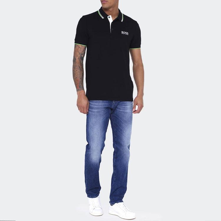 HUGO BOSS Polo Shirts Men's Black Polo Collar Moderate Straight Fit 50326299-001