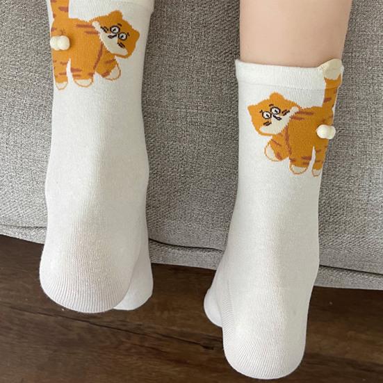 2 Pairs Cat Socks with 3D Balls Funny Cartoon Cat Socks Casual Crew Socks Christmas Birthday Gifts for Cat Lovers Men Women