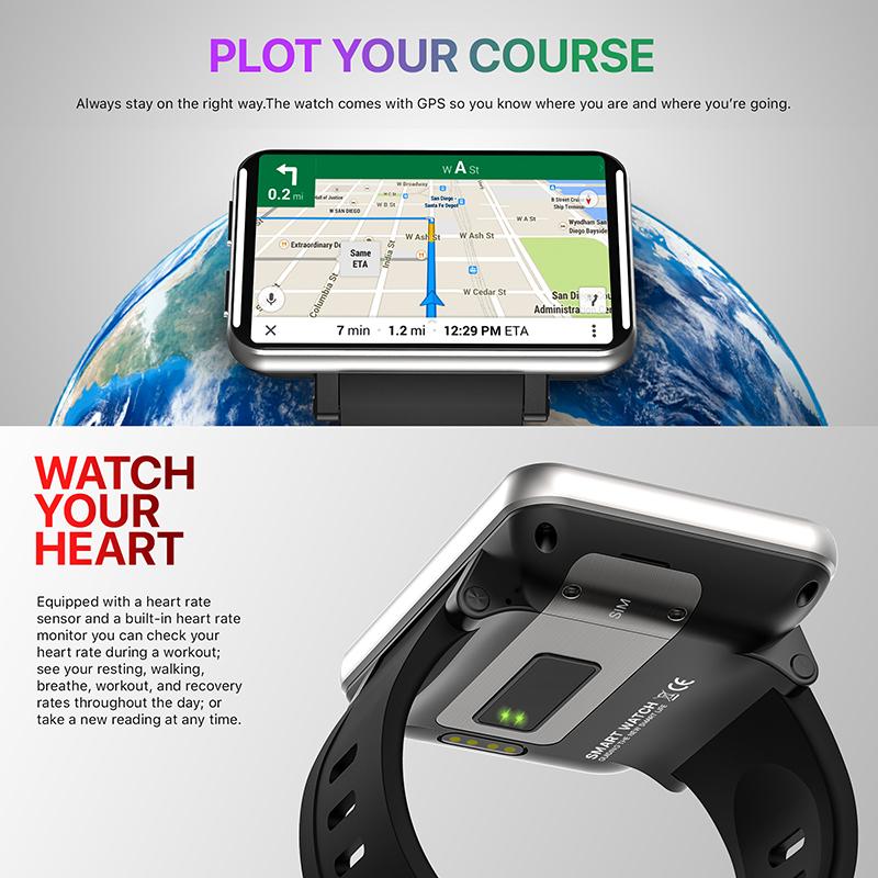 2.86inch Smart Watch Large Screen Android 4G Pluggable Card Phone GPS Smart 4G Watch Waterproof IP67 SIM Card Smartwatch