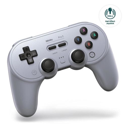 8BitDo Pro 2 Bluetooth Controller for Switch, Hall Effect Joystick Update, Wireless Game Controller for Switch, PC, Android, Steam Deck & Apple (Gray)