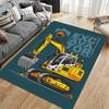 Excavator Cartoon Illustration suitable as a non-slip mat for the living room or bedroom sofa