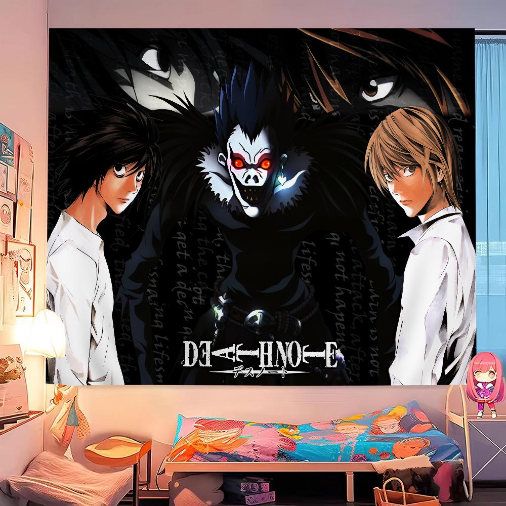 DDDeath Note Manga Tapestry Dorm Wall Decor Modern Stripe Hanging Decoration MultiSize High Quality Flat Print Design
