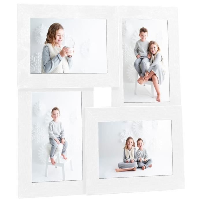 VidaXL Collage de cadres photo pour photo de 4x(10x15 cm) Blanc MDF