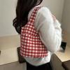 Korean Vintage Plaid Shoulder Underarm Bags for Women Large Capacity Ladies Vest Shopping Bag Lightweight Student Tote Handbags