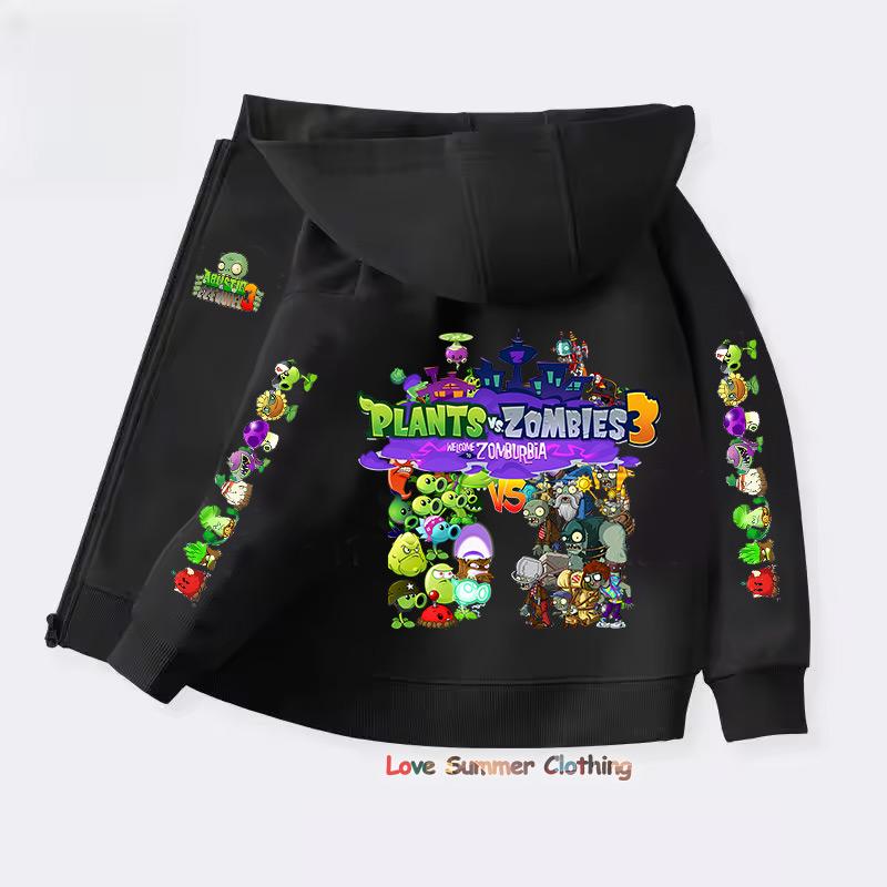 Zombies Zip Up Hoodie Kawaii Kinder Streetwear Pflanzen Kinder Hoodie Zombies Reißverschluss Kinder Sweatshirt Kind Mädchen Junge Top Kapuzenpullover