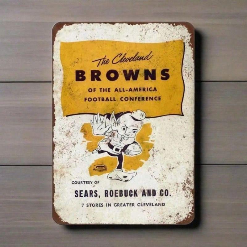 Metal Poster Cleveland Browns 1946 Retro Sport Wall Art Bar Decor