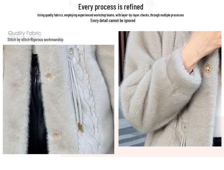 Mink Fur Hooded Mid-Length Winter Coat for Women