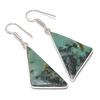 Natural Tibetan Turquoise Gemstone 925 Sterling Silver Earring 2.09" AE-11554