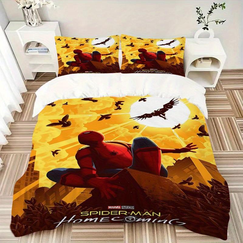 3pcs Spider-Man Homecoming 1 Cover+2 Pillowcases, Pillow Inserts Not Included, Machine Washable, All-Season Use, Teen and Adult Rooms115