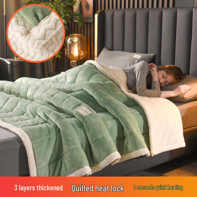 Autumn/Winter Three-Layer Milk Fleece Baby Blanket - Thick, Quilted, Double-Sided Throw & Nap Blanket 100x150cm (~1.6 lbs)