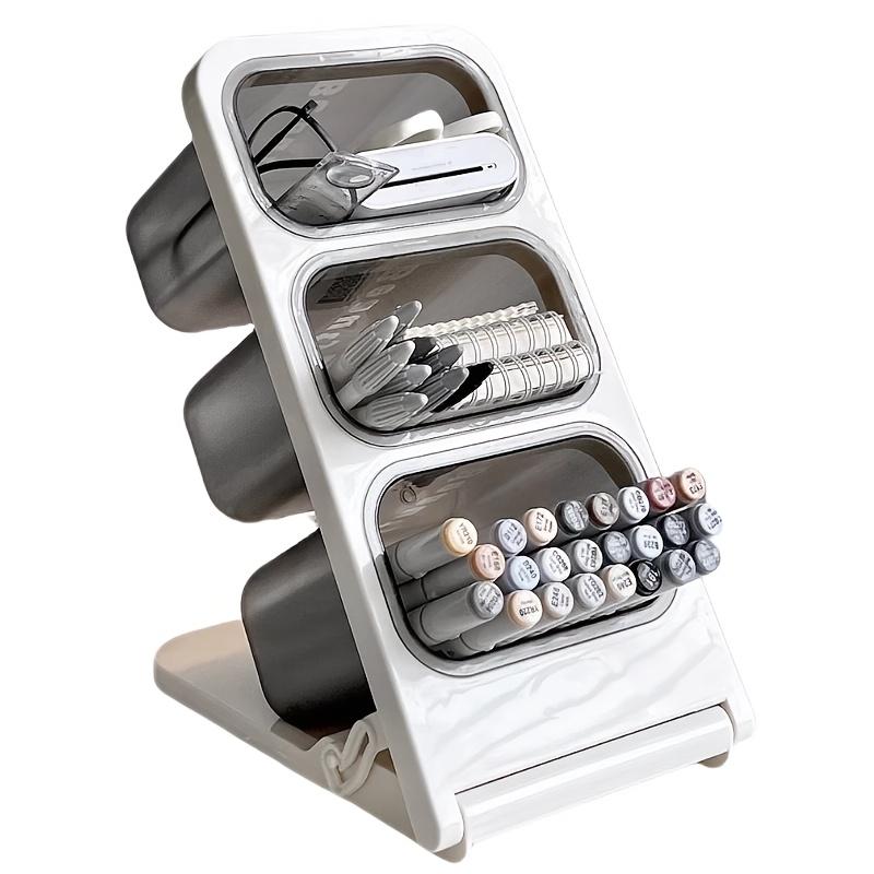 Large Capacity Desk Organizer - Wall Mounted Pen Holder for Markers and Pens | Polished Plastic, Ideal for Students and Office Use