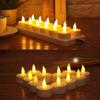 12 Candles Led Rechargeable Candle Electric Led Flame Flashing With Charging Station Decoration