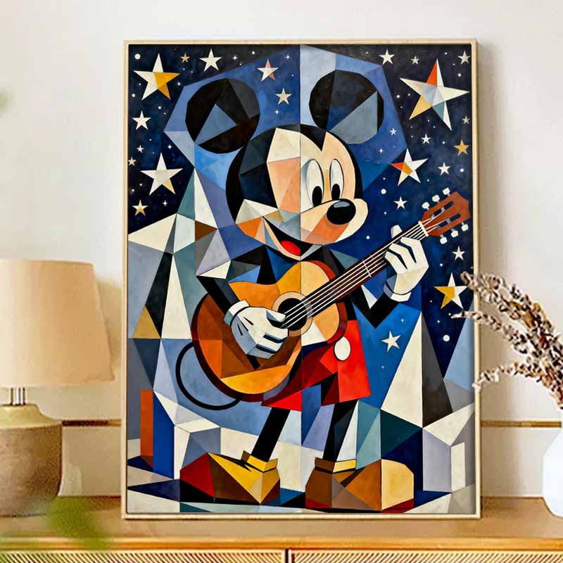 Disney 5d diamond painting, Mickey Guitar diamond art painting diy handmade sticker gift, home decoration painting