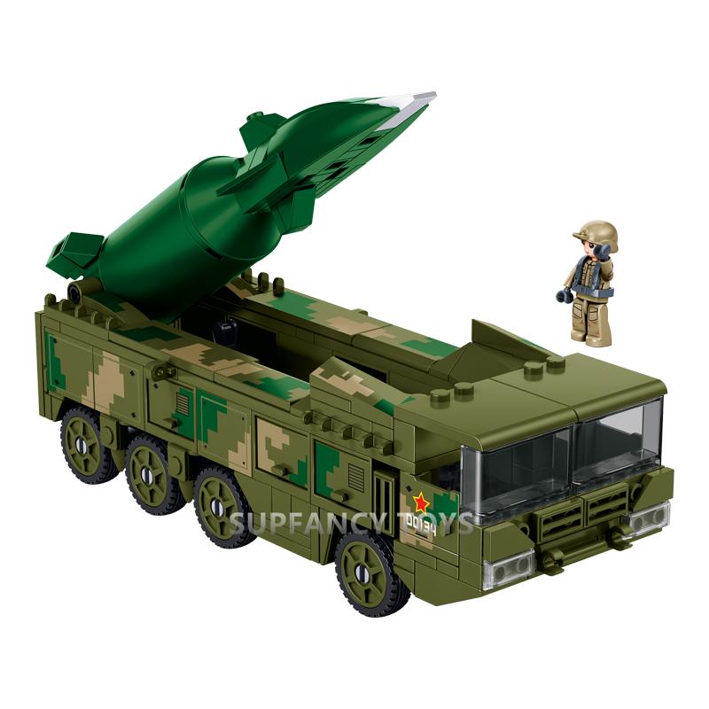 216Pcs Military Hypersonic Missile Model Construction Blocks Set Educational Strategic Strike Weapons Plaything For Kids