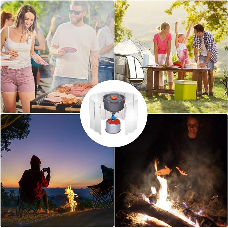 6/8/10/12/16 Plates Aluminum Windscreen Stove Windshield Wind Shield Outdoor Camping Supplies Picnic Cooking Windproof Screen