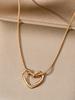 1 piece simple stainless steel chain necklace with hollow heart pendant, fashionable clavicle chain for Valentine's Day, Mom, Mother's Day, gift
