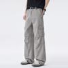 American high street tide brand washing tooling casual pants men's trend fashion loose straight splicing multi-pocket trousers