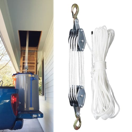 aleawol Rope Hoist, Lifting, Pulley, Rope, Working Load Block, 500kg Capacity, 8:1 Lifting Force Ratio, 2.5m Lifting Height, 2t Breaking Strength, 20m