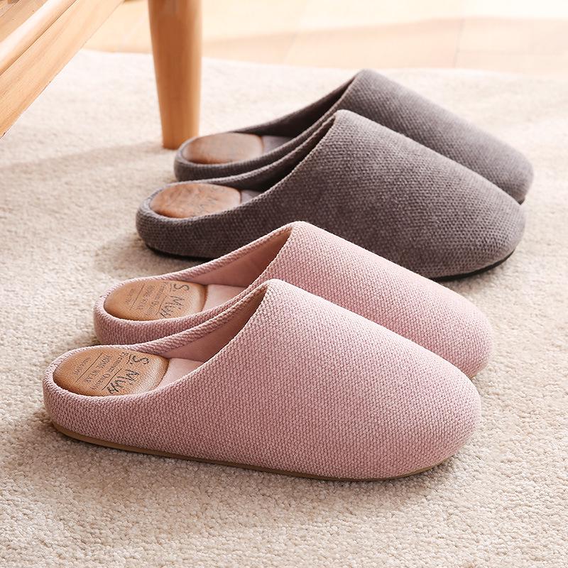 Chenille Men's Indoor Half-Covered Heel Non-Slip Cotton Slippers for Couples