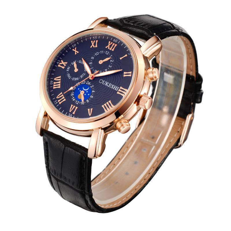 The same moon three-eye men's watch men's watch belt quartz watch