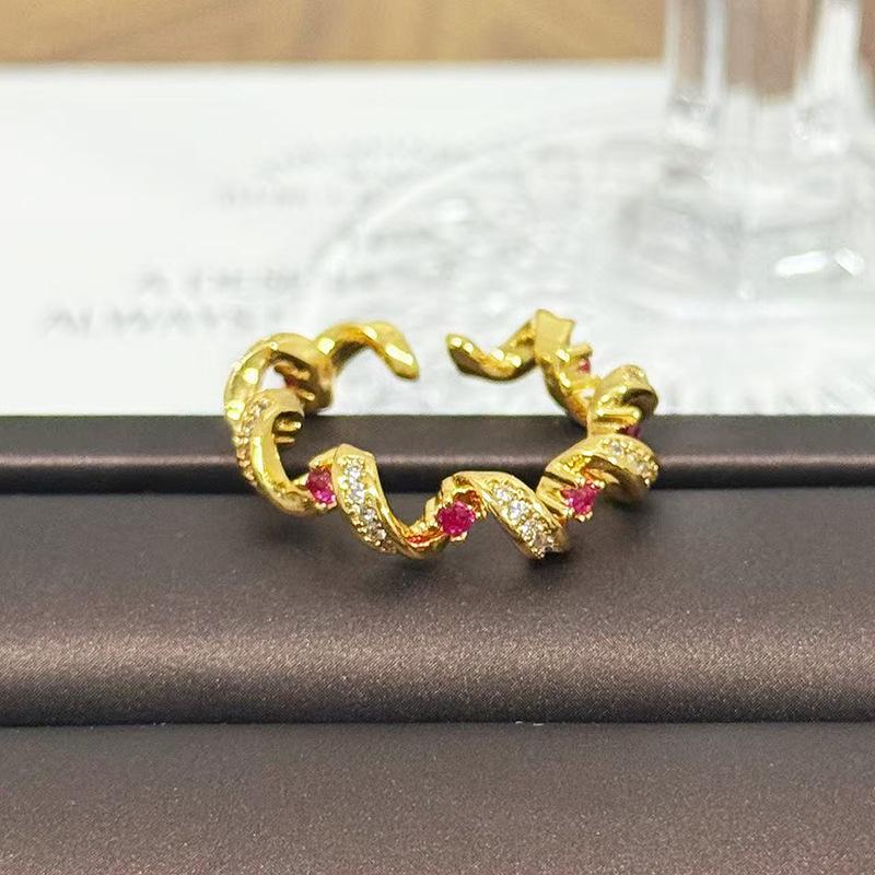Medieval Vintage Retro Stacked Wearing Micro-Inlaid Zircon Temperament Ring Women'S Niche High-End Light Luxury Butterfly Ring