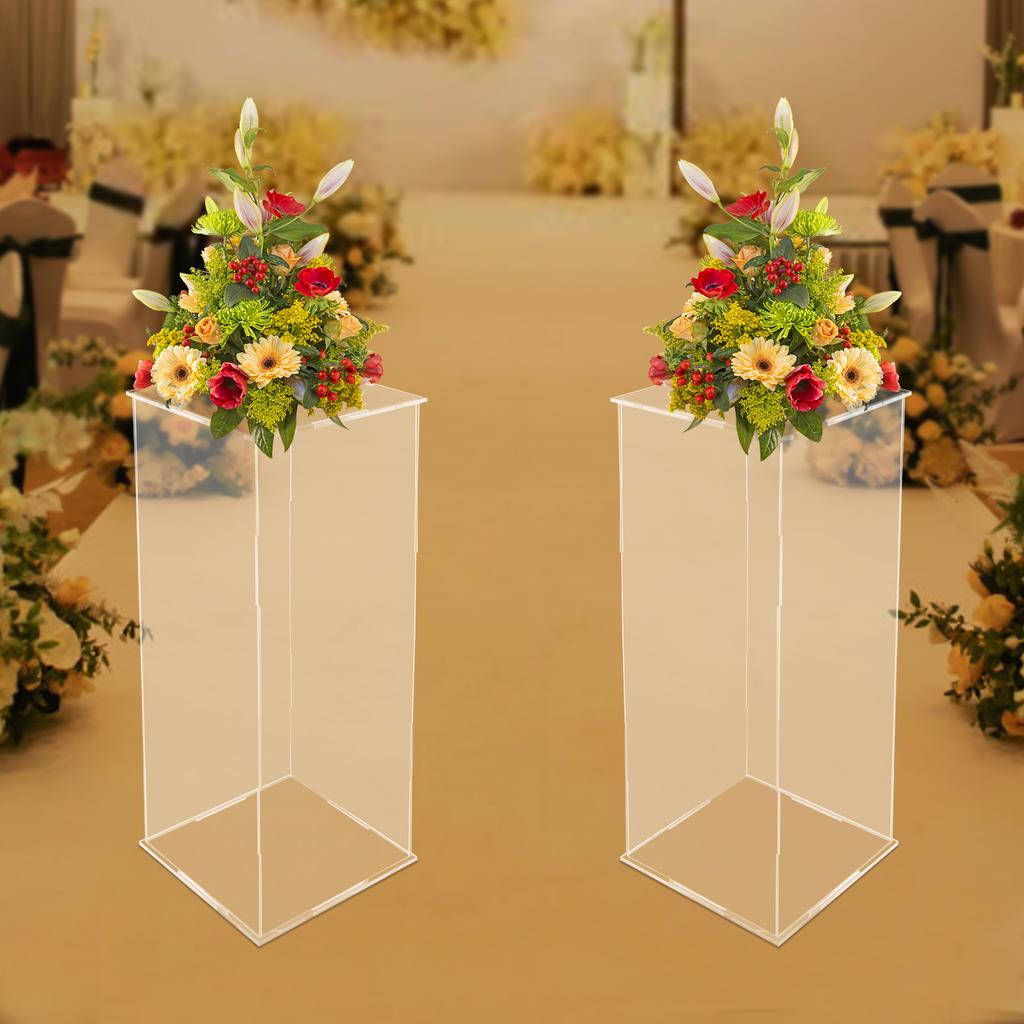Modern Clear Acrylic Flower Stand - Display Tower for Wedding Birthday Table Decor - 25x25x60cm 5kg Capacity Centerpiece Holder