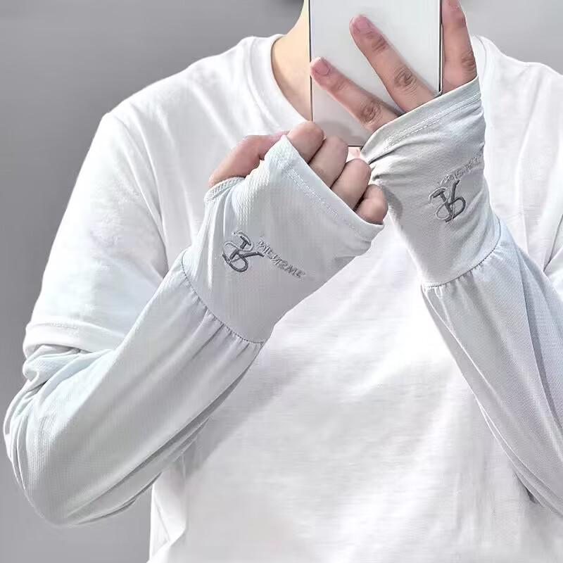 Unisex Summer Ice Silk Sun Protection Sleeves - UV Block, Cooling & Extended Length