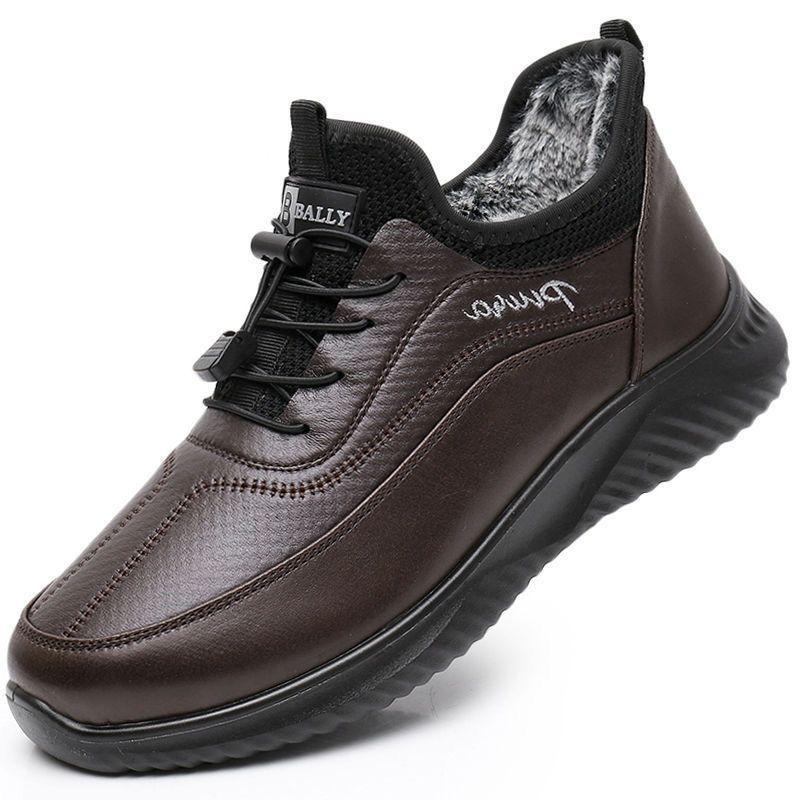Men's Old Beijing Velvet Lined Winter Shoes - Soft Sole, Warm, Ideal for Middle-Aged & Elderly Walking