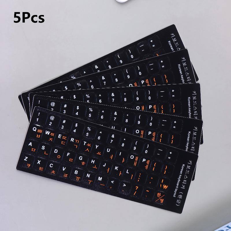 Waterproof Korean Keyboard Sticker 5Pcs Set PVC Material Decal Reusable for Laptop Desktop PC For Multilingual Users