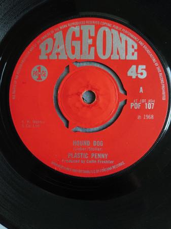 

7inch Record PLASTIC PENNY - Hound Dog POF107 Page One 1968 UK Rock Used
