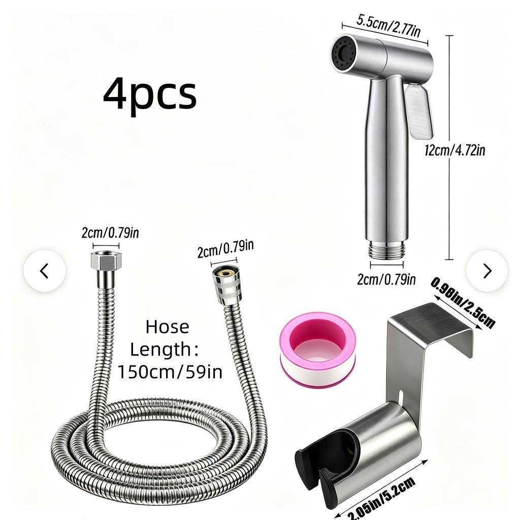Stainless Steel Handheld Bidet Sprayer Brushed Finish Toilet Spray Gun Bathroom Water Sprayer for Personal Cleaning