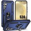 Protective Case - Shockproof - Samsung Galaxy S24 - Navy Blue - Rigid - Rear Ring Holder