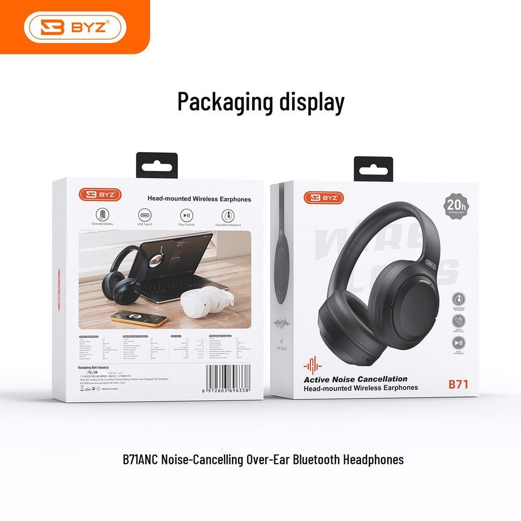 B71 Over-Ear Wireless Bluetooth Headset Noise-Cancelling for Gaming, Running, Music, Online Classes, and Mobile Use.