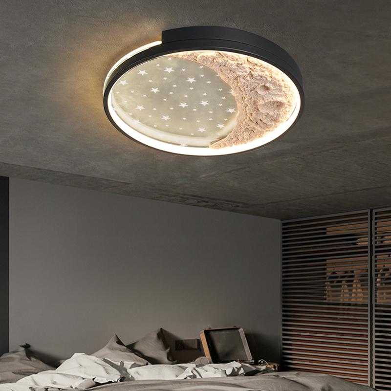 Modern minimalist moon circular ceiling light Nordic creative bedroom study LED ceiling light home decoration lighting fixtures