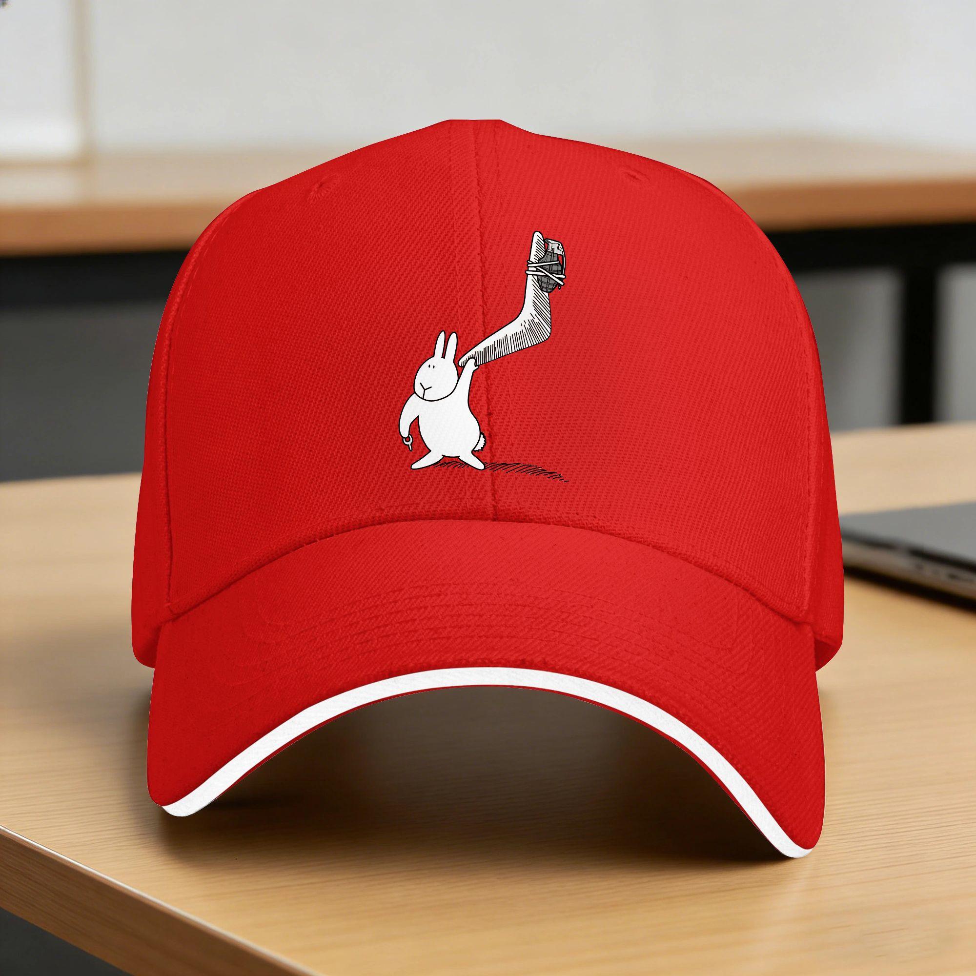 

Funny Rabbit Baseball Cap Outdoor Gym Sun Trucker Hat Unisex Adult y2k Cool Print Baseball Caps One Size