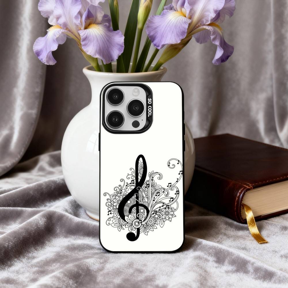 M-Music Art T-Treble Clef Phone Case For iPhone17,16,15,14,13,12,11 Plus,Pro Max Black Candy silver phone case