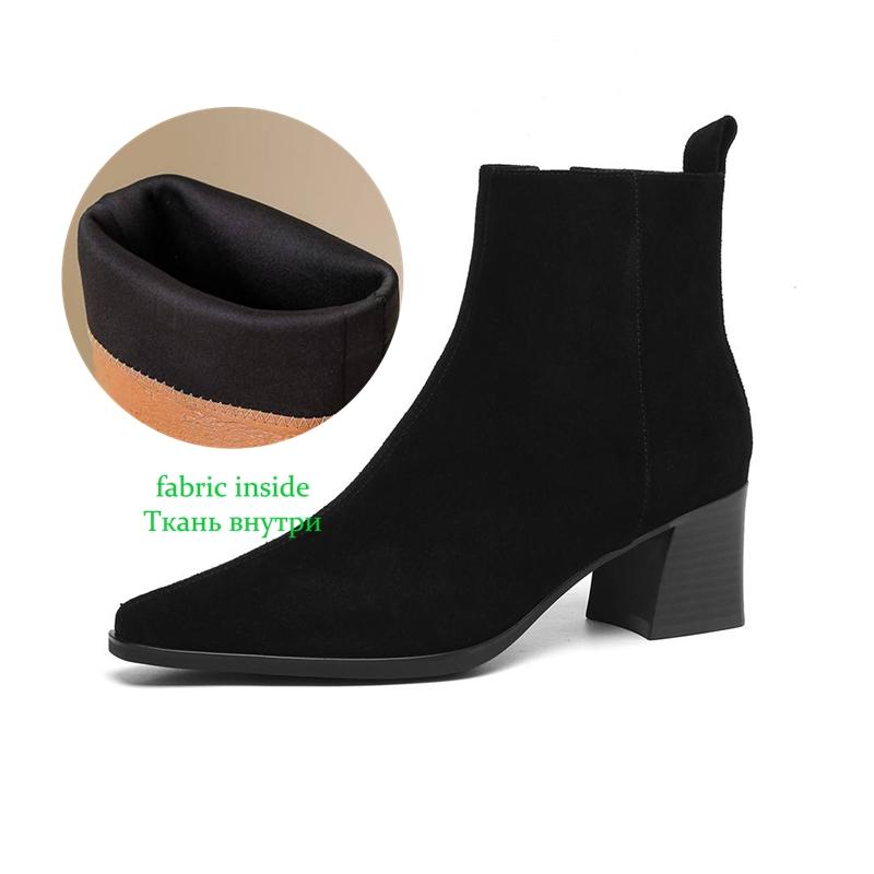 Krazing Pot Cow Suede Nubuck Winter Round Toe Chunky Heels Fashion Boots Women Zipper Retro Elegant Women Ankle Boots
