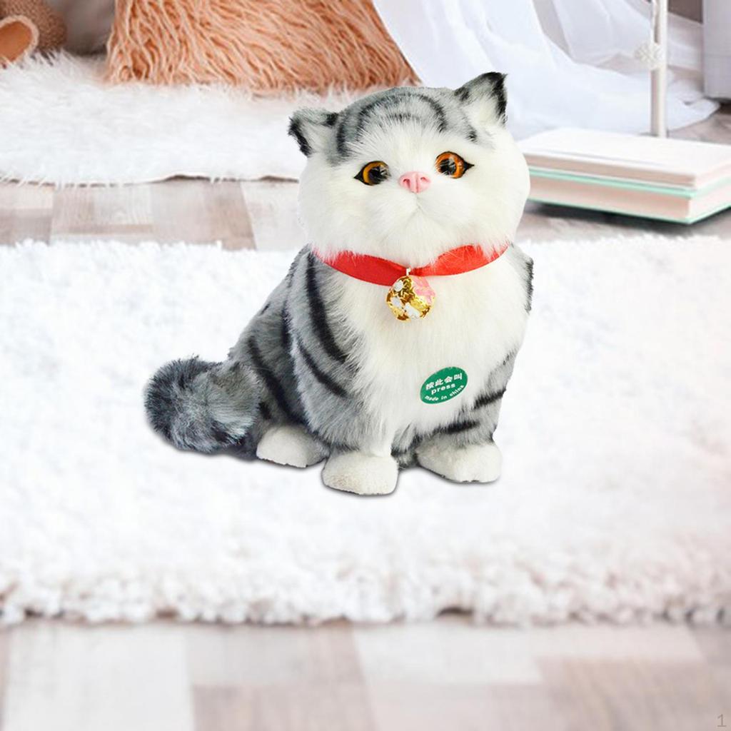 Realistic Cat Toy Pet Model Ornament Tail Moveable Lovely Cute Gift Kids