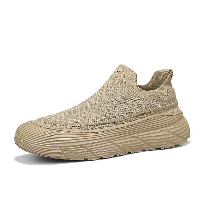 

Мужская простая и модная спортивная обувь Fly Woven на толстой подошве, повседневная обувь для отдыха на открытом воздухе, дышащая мужская обувь, ленивая обувь 44 хаки