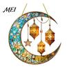 Colorful Glass Suncatcher 2D Acrylic Star Moon Lantern Suncatcher, Crescent Window Hanging Ornament Decoration for Home, Patio, Garden, Ramadan Decor,