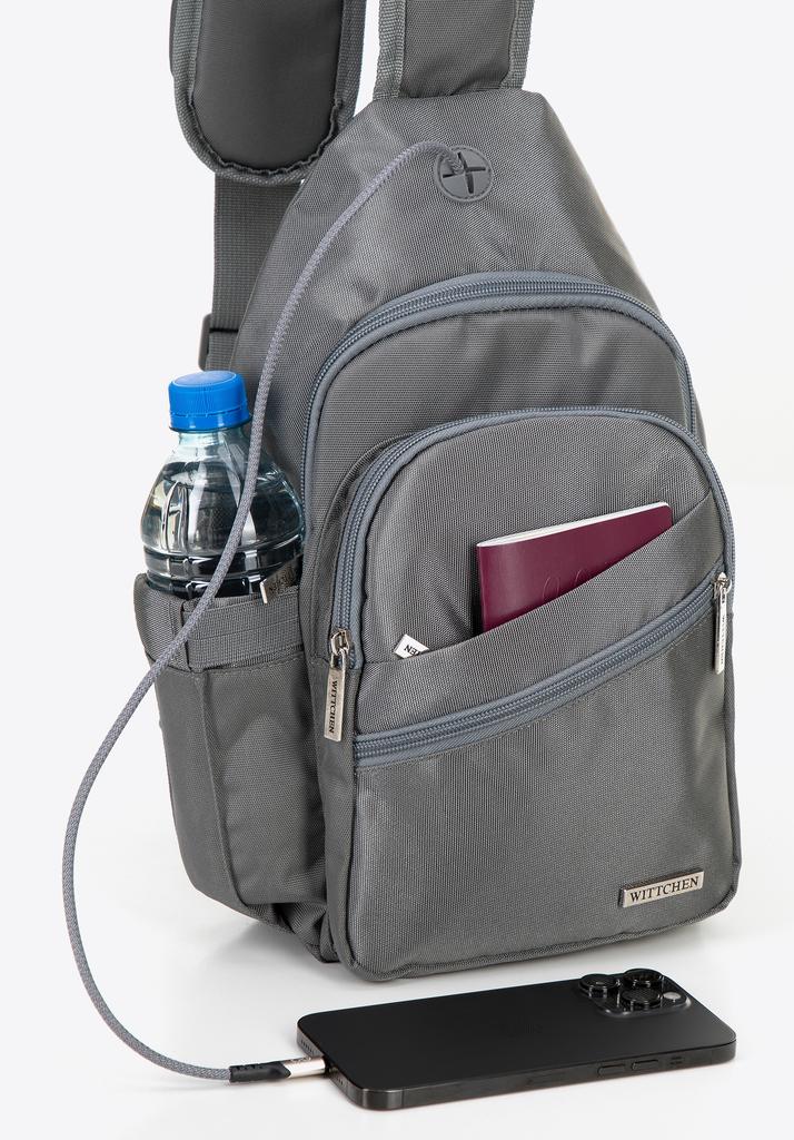 Wittchen Men's Gray Polyester Single Shoulder Backpack