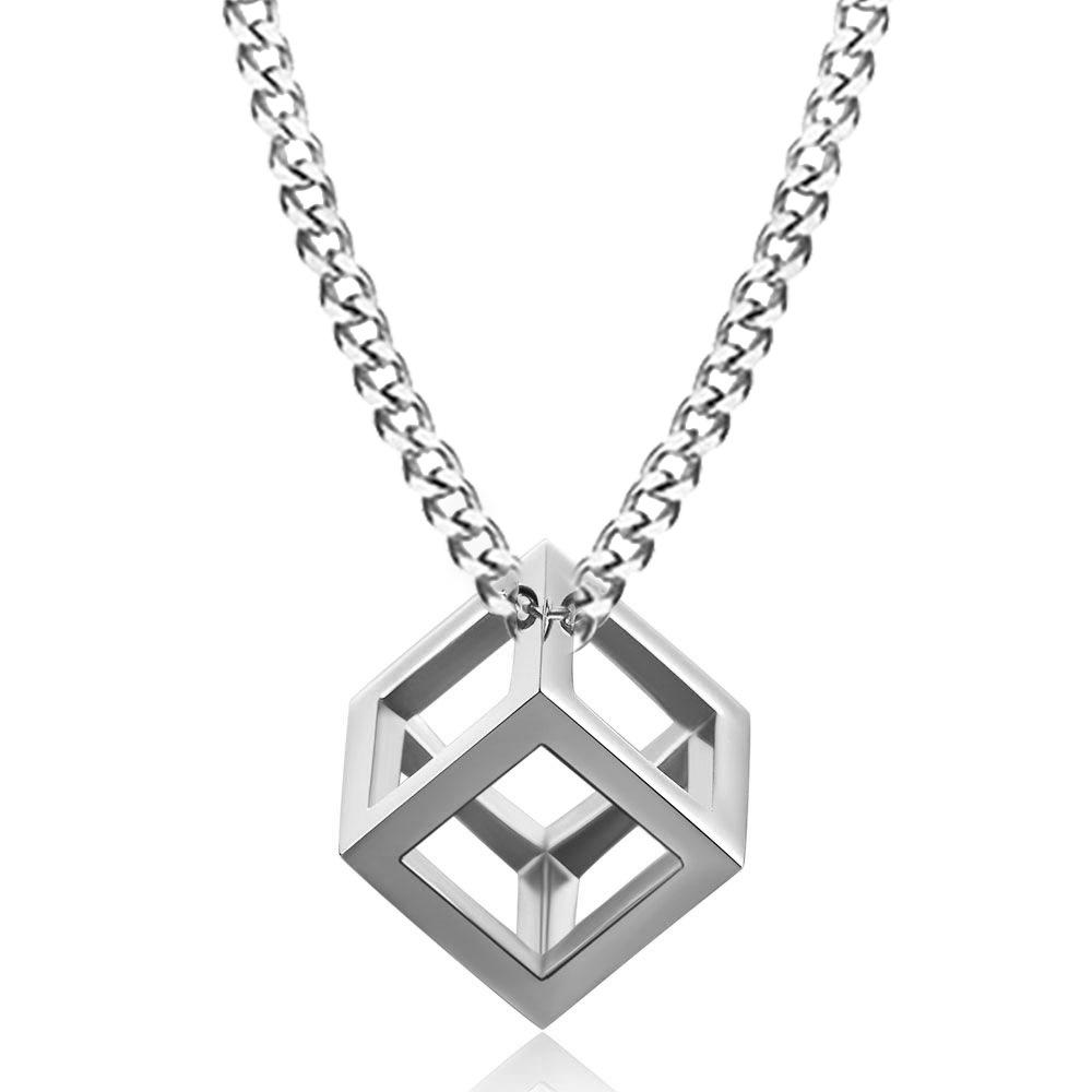 European and American New Product 13MM Fashionable Three-dimensional Hollow Square Rubik's Cube Necklace