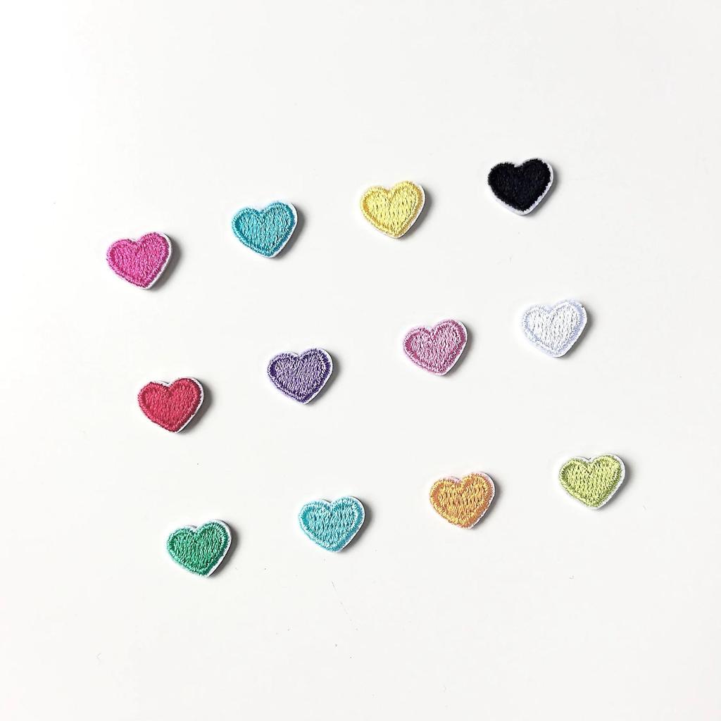 12-Color Mini Heart Embroidery Iron-on Patches for DIY Decoration and Repair
