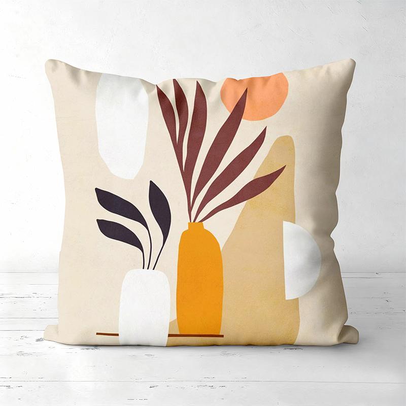 Vase And Plant Pattern Decorative Cushion Covers Polyester Pillowcase, Sofa Decorative Cushion Cov Headboard Pillow
